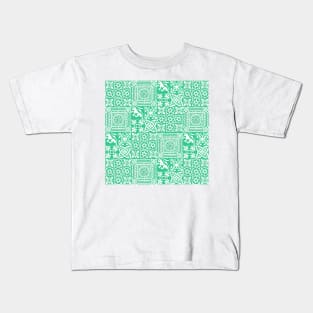 Mediaeval Tiles Pattern on Green Kids T-Shirt